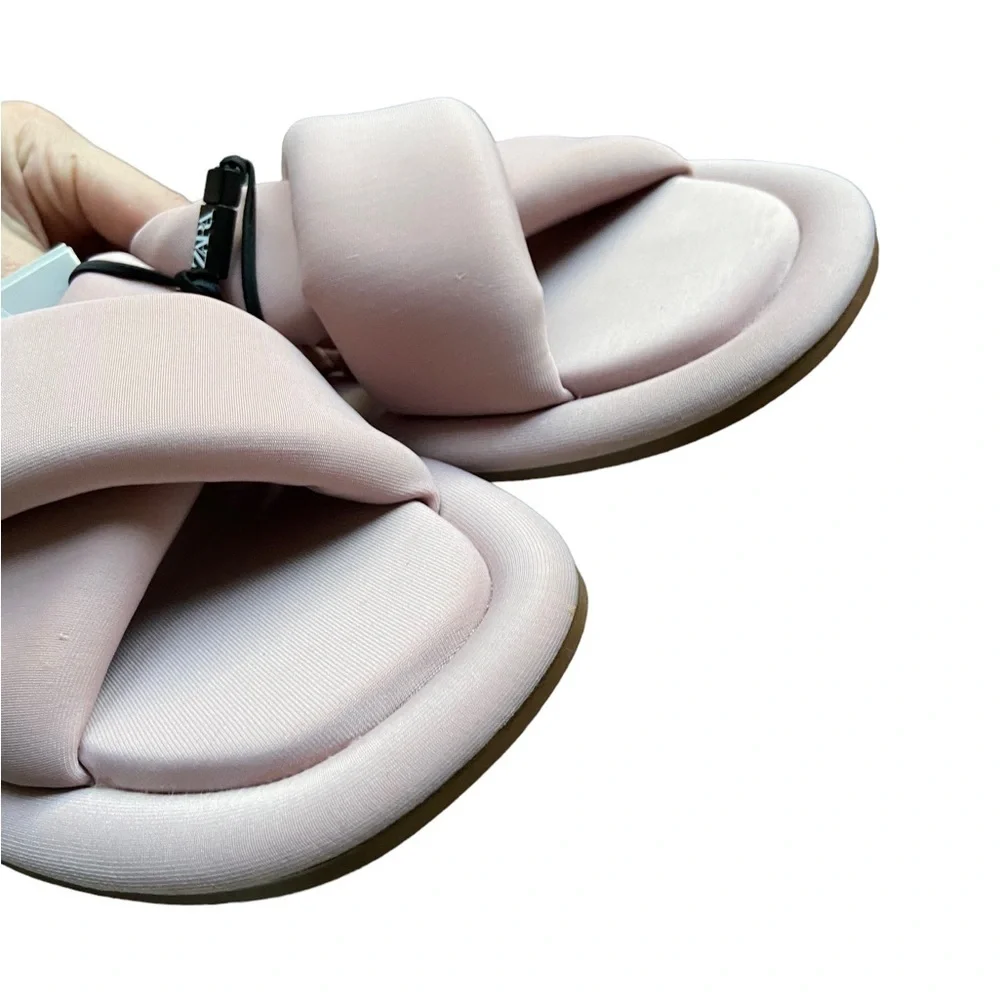 Zara Puff Slides Crisscrossed Sandals - Picture 8 of 13